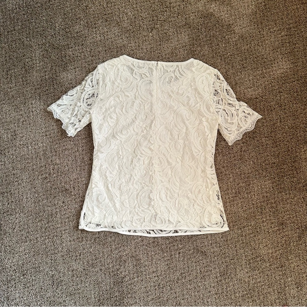 🪽 (NWOT) Adrianna Papell • White Lace Blouse - Picture 4 of 10